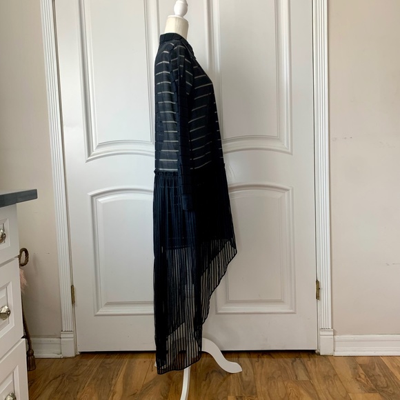 OPENING CEREMONY SHEER STRIPED ASYMMETRIC BLACK SHIRTDRESS - Picture 4 of 8